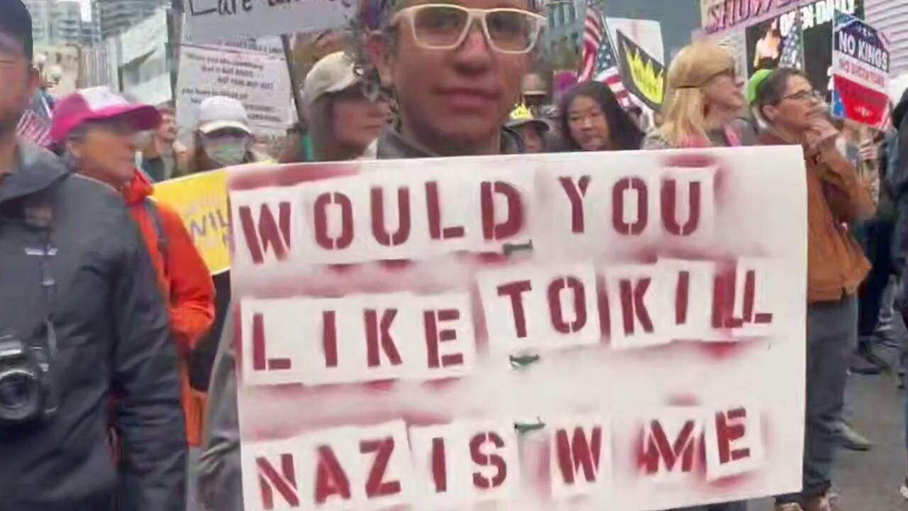 NO KINGS Marcher in Seattle says he'd kill "Nazi" Stephen Miller if he got a chance