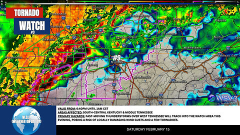 🌪️ Tornado Watch #9: KY & TN Until 1 AM! 2/15/25 #shorts #weather