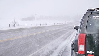 Winter Snow Storm - Blizzard Condition in Ontario - Poor Driving Condition