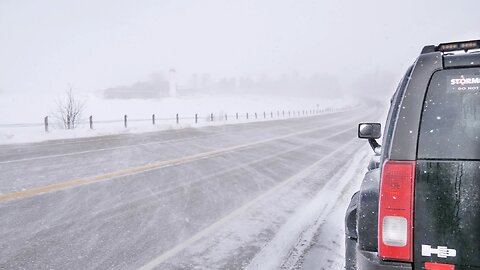 Winter Snow Storm - Blizzard Condition in Ontario - Poor Driving Condition