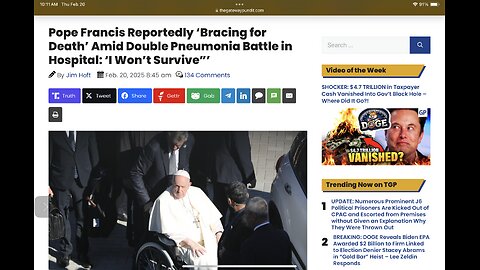 Pope Francis Reportedly ‘Bracing Death’ Amid Double Pneumonia Battle in Hospital: ‘I Won’t Survive”’