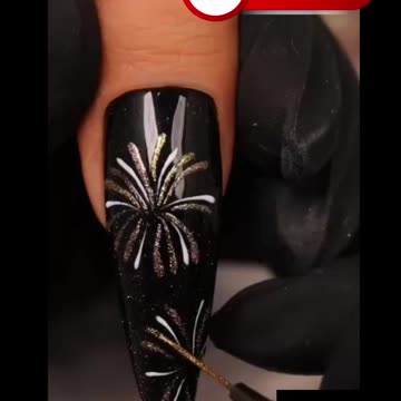 Black Firework Nail Art Design 2