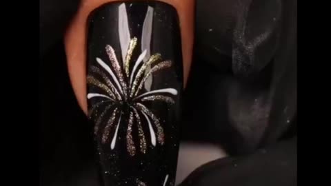 Black Firework Nail Art Design 2