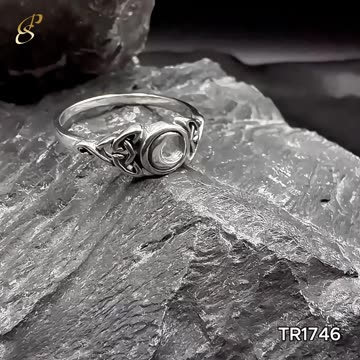 Celtic Crescent Moon Sterling Silver Ring