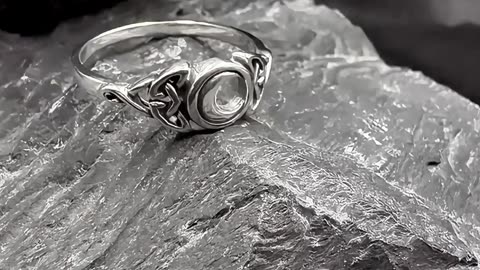 Celtic Crescent Moon Sterling Silver Ring