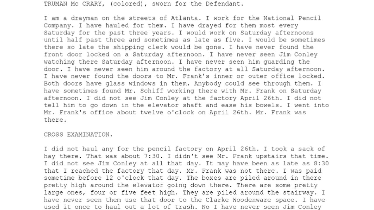 TRUMAN MCCRARY, C, Sworn In For The Defendant, 80th To Testify