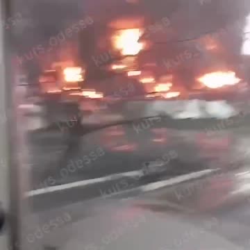 A major fire broke out at the Pivdenny port in the Odesa region after overnight strikes.