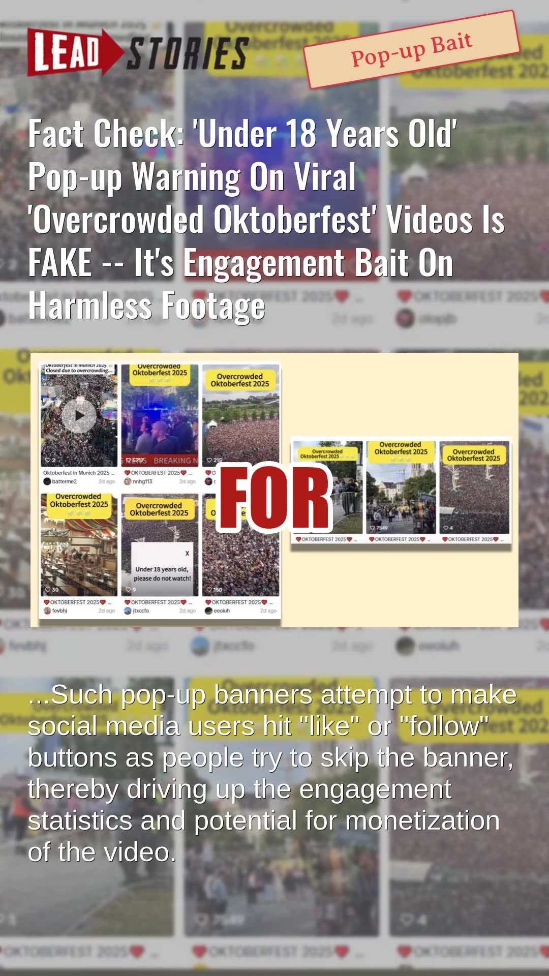 Fact Check: Under 18 Years Old Pop-up Warning On Viral Overcrowded Oktoberfest Videos Is FAKE
