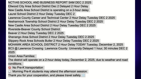 NCTV45 SCHOOL AND BUSINESS REPORT 5AM DEC 2 2025
