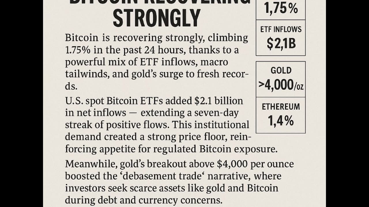 Bitcoin bounces back,ETF inflows topped $2.1 billion over two days