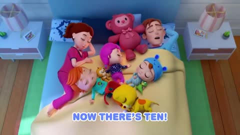 Ten kids on bed