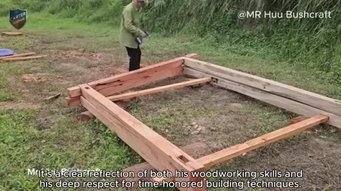 making a wooden house in the middle of the forest using simple tools