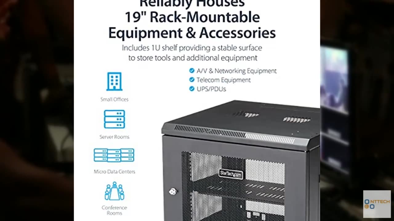 StarTech.com 4-Post 9U Wall Mount Network Cabinet w/ 1U Shelf, 19" Wall-Mounted
