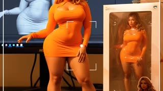 Cat keeps playing with my thick girl 3d figure