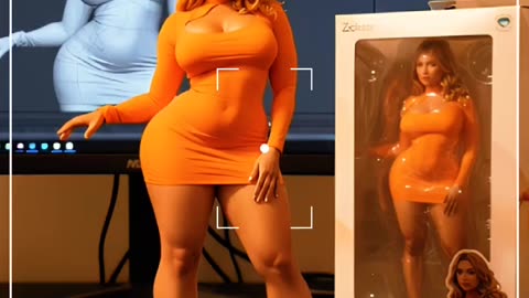 Cat keeps playing with my thick girl 3d figure