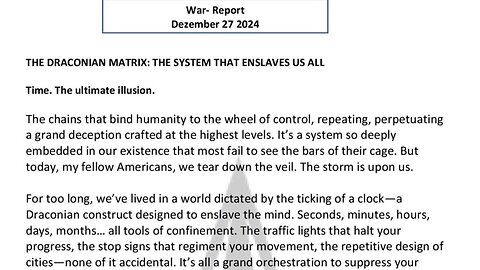WAR REPORT - THE DRACONIAN MATRIX: THE SYSTEM THAT ENSLAVES US ALL