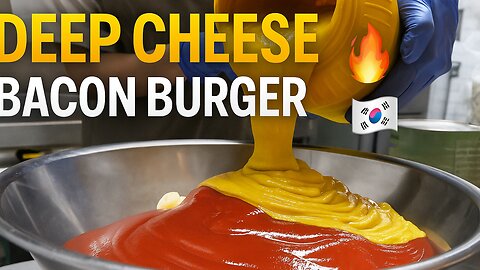 Korean Street Food 🇰🇷 | Deep Cheese Bacon Double Burger | Homemade Cheese Sauce!