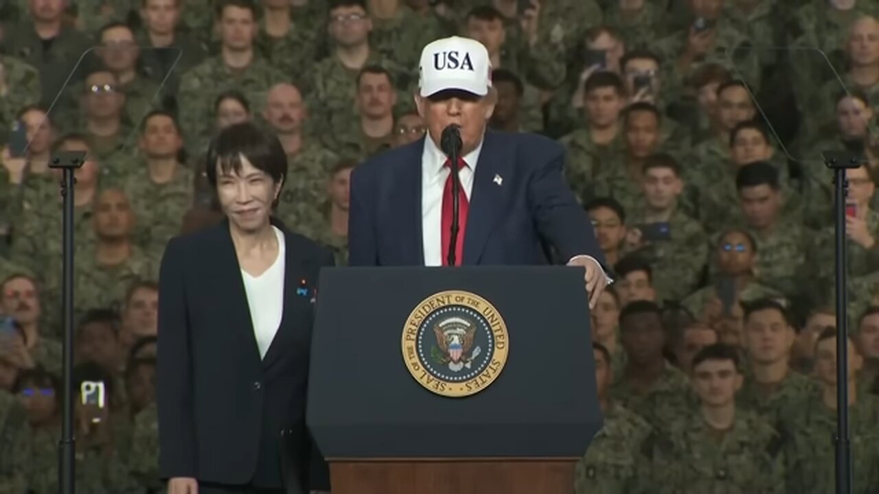 UNPRECEDENTED SCENE: Trump Invites Japan’s PM Takaichi On Stage at U.S. Naval Ceremony