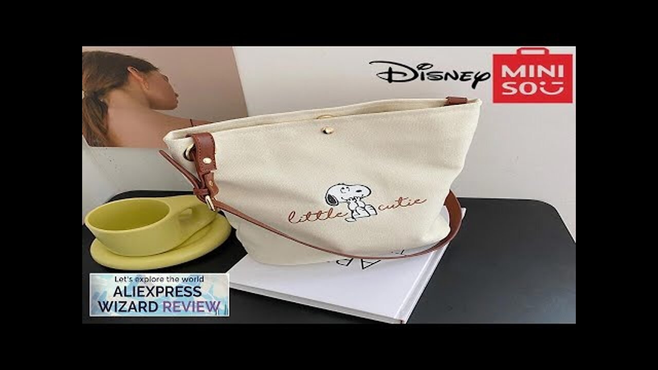 MINISO Disney Series Snoopy Women's Cute Bucket Bag Fashion Canvas Shoulder Bag Review