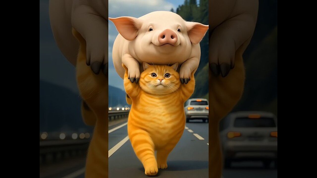 Orange Fat Cat BBQs a Pig?! 🐷🔥 Funny AI cartoon video
