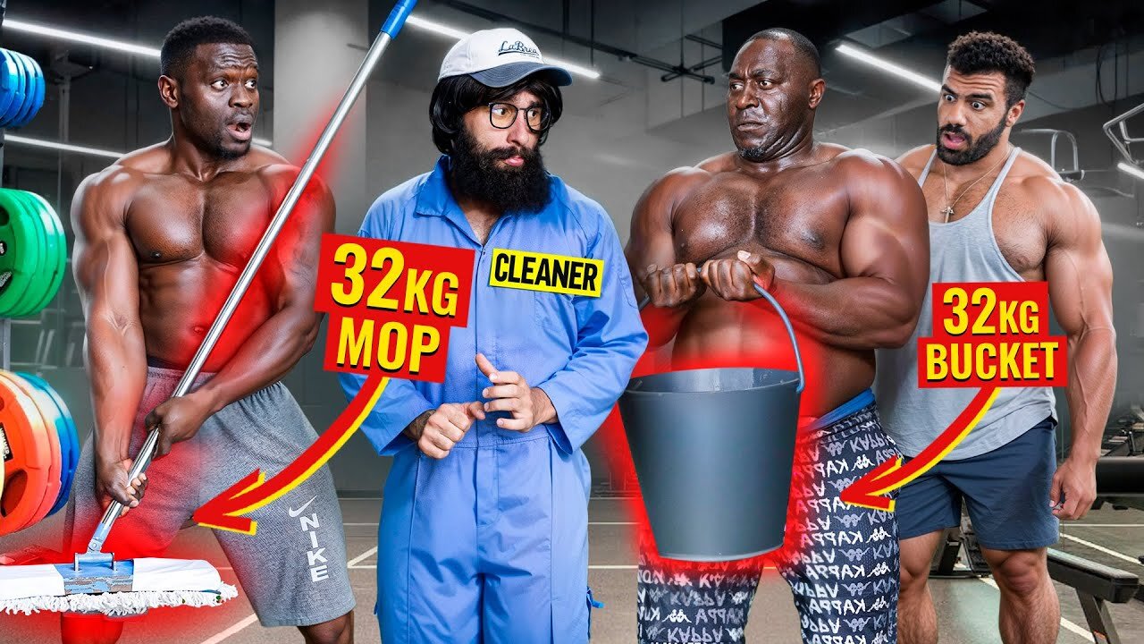 ELITE Powerlifter ANATOLY Use 32kg Mop ｜ Pretended to be a CLEANER in a GYM #36