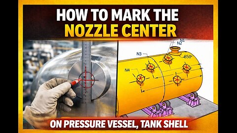 Correct step-by-step method to mark the nozzle center on a pressure vessel or tank shell