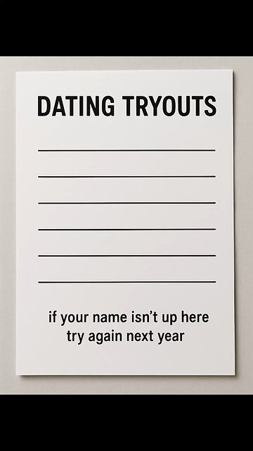 Dating Tryouts. I had to put this on her fridge an tell her to check the list. #dating
