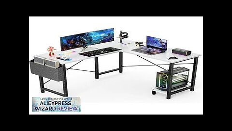 L Shaped Computer Desk Wood Corner PC Gaming Table with Side Storage Review