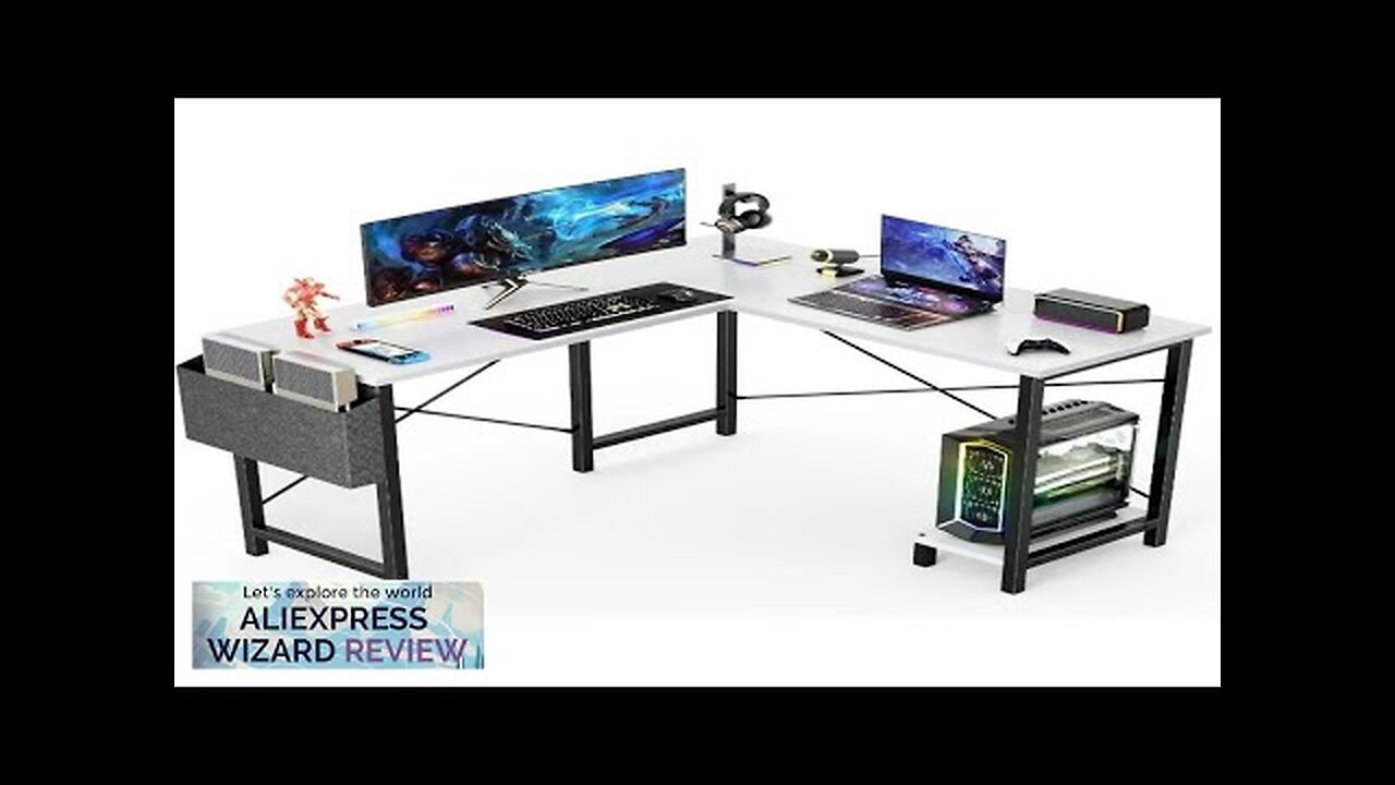 L Shaped Computer Desk Wood Corner PC Gaming Table with Side Storage Review