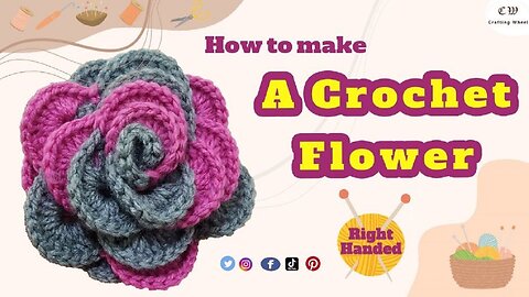 How to make a crochet 3D flower with multi layers ( Right handed )