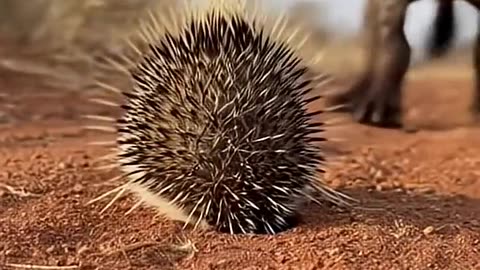 A small hedgehog vs hyena