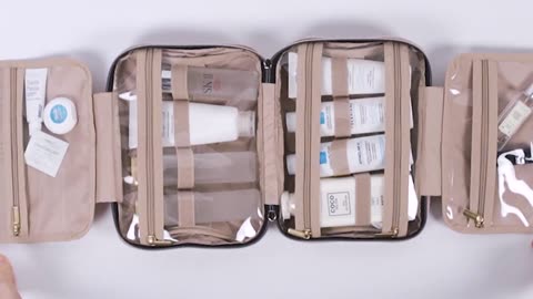 BAGSMART Large Toiletry Bag – Hanging Hook, Water-resistant Travel Organizer for Makeup.