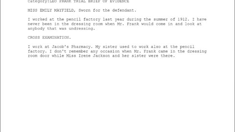 MISS EMILY MAYFIELD, Sworn In For The Defendant, 147th To Testify