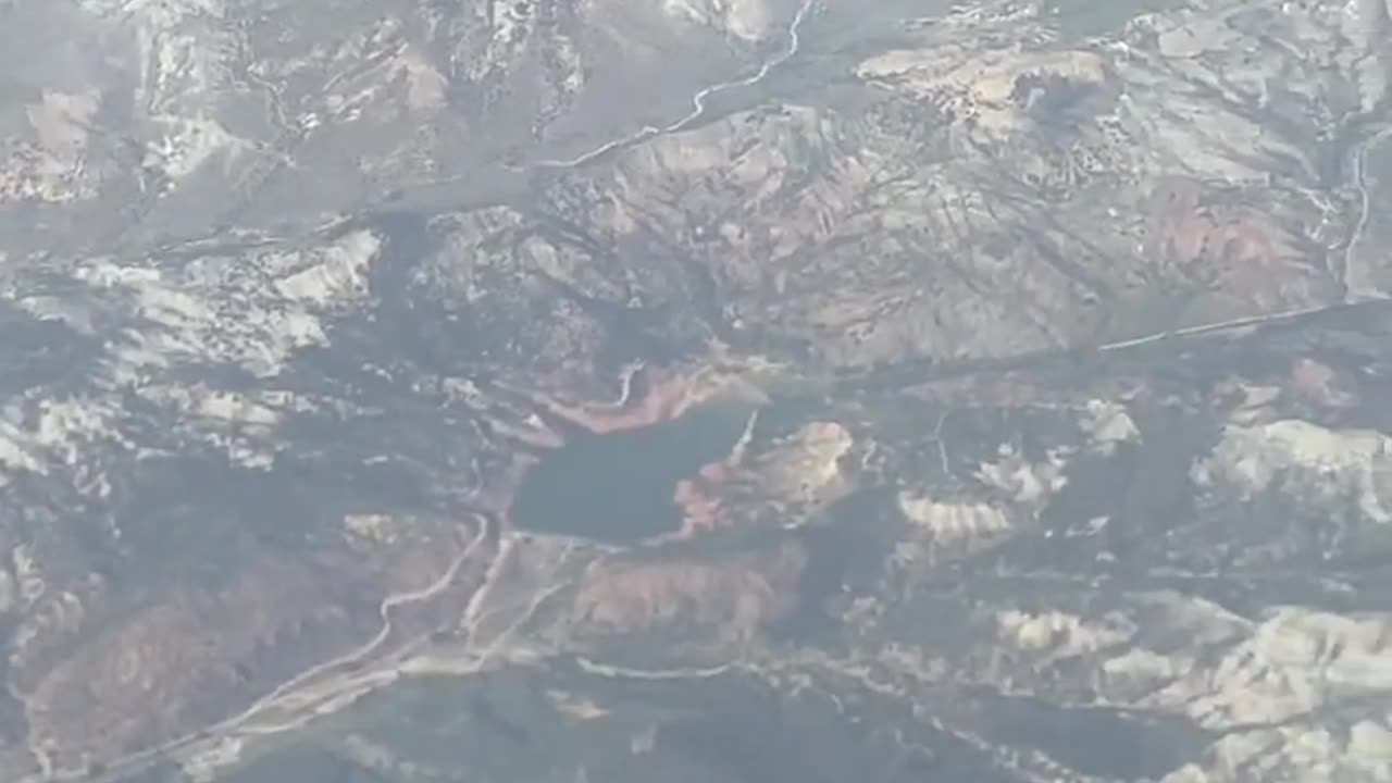 A view of the mountains from the sky.