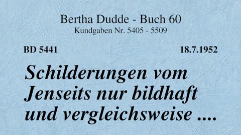 BD 5441 - SCHILDERUNGEN VOM JENSEITS NUR BILDHAFT UND VERGLEICHSWEISE ....