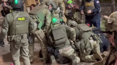 I captured this video at the Portland ICE facility, where three arrests were made and tear gas was