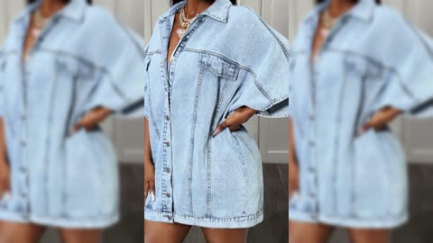Oversized Batwing Sleeve Denim Top