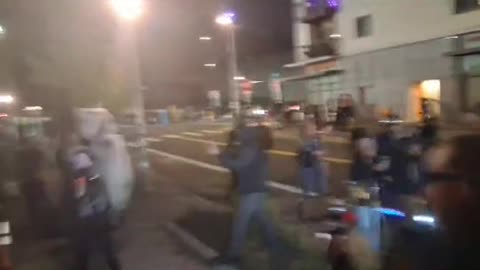 Skinny Antifa guy walks up to a patriot with a stick and gets it taken away in #Portland