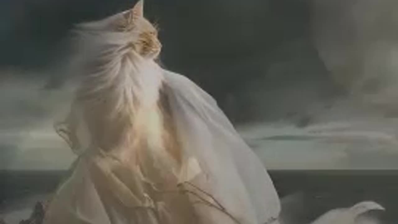 A Dreamy Dance: A Cat in a Dress Moving Gracefully