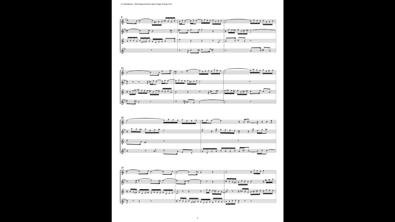 J.S. Bach - Well-Tempered Clavier: Part 2 - Fugue 19 (Saxophone Quartet)