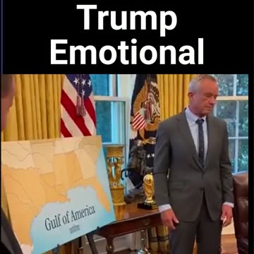 Trump Looks At Map With Gulf Of America