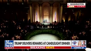 President Trump delivers remarks during a candlelight dinner at the National ...