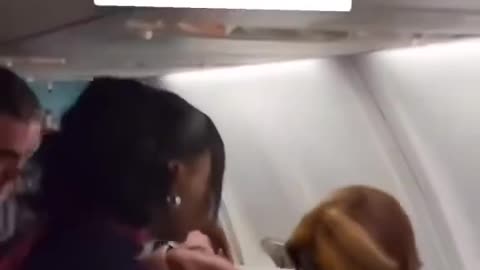 A video of a seemingly intoxicated woman fighting flight crew aboard an aircraft part 2