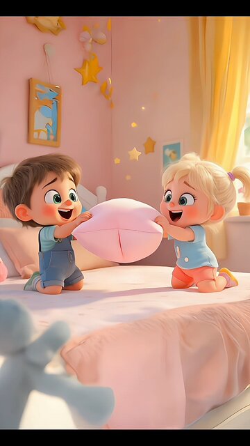 When siblings fight over the last pillow! Who do you think deserves it more?