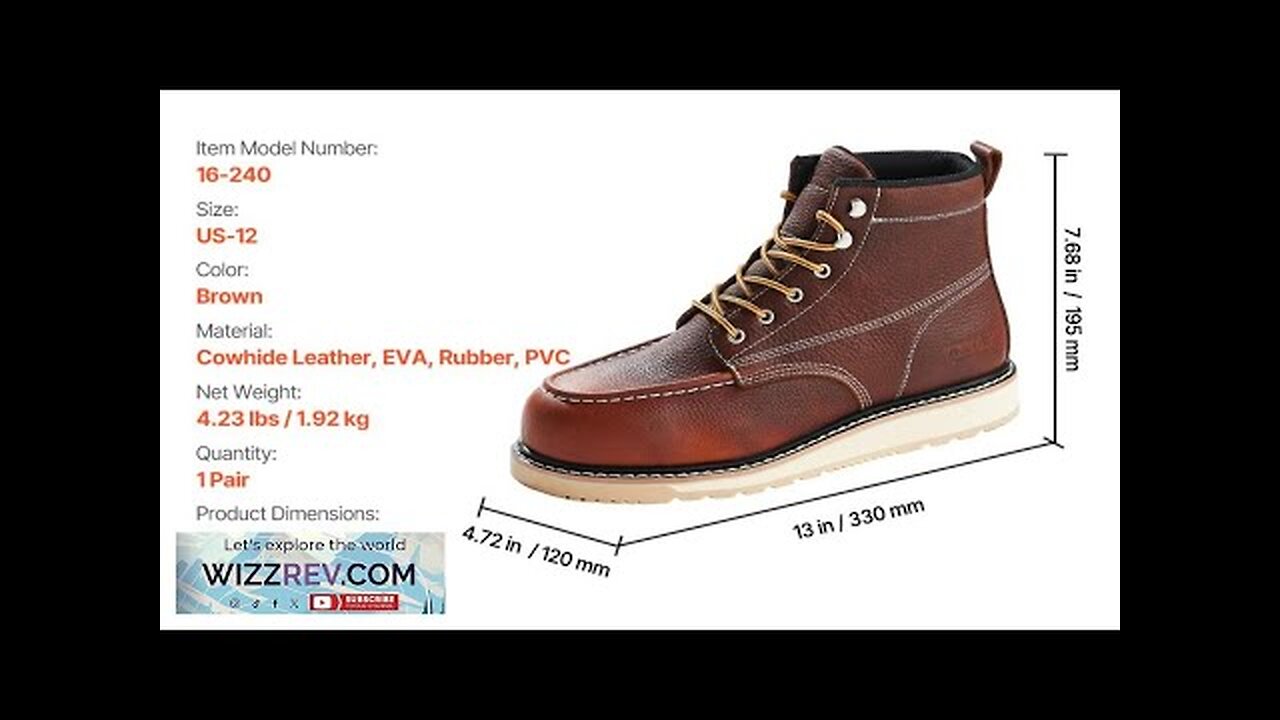 Steel Toe Work Boots US Size 12 Waterproof Moc Toe for Men Review