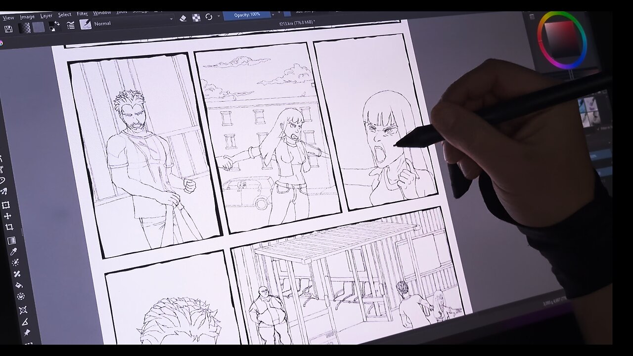 Drawing A Comic Page - Part 2: Lineart Of Background (Timelapse)