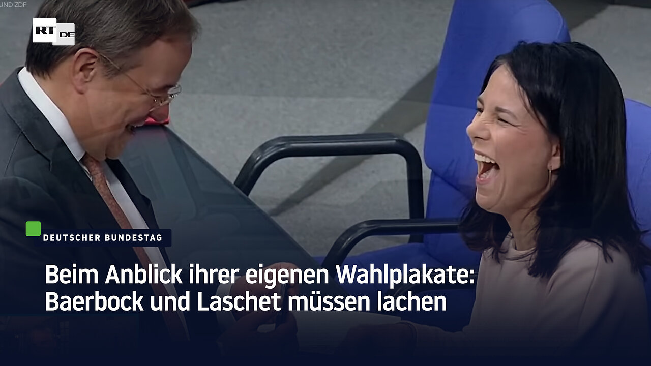 Beim Anblick ihrer eigenen Wahlplakate: Baerbock und Laschet müssen lachen