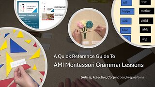 AMI Montessori Grammar: Quick Reference Guide for Article/Noun, Adjective, Conjunction, Preposition