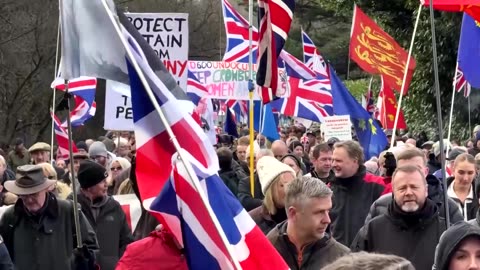 Protesters oppose housing asylum seekers in England ex-army barracks