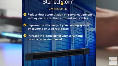 StarTech.com 1U High-density Brush Strip Cable Management Panel, Sturdy Steel Ho